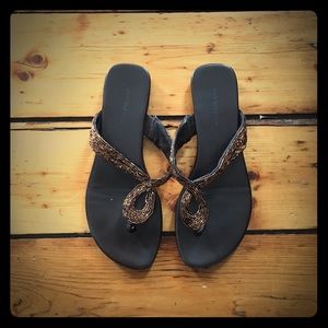 Ann Taylor Brown Embellished Strap Sandals Sz 7.5